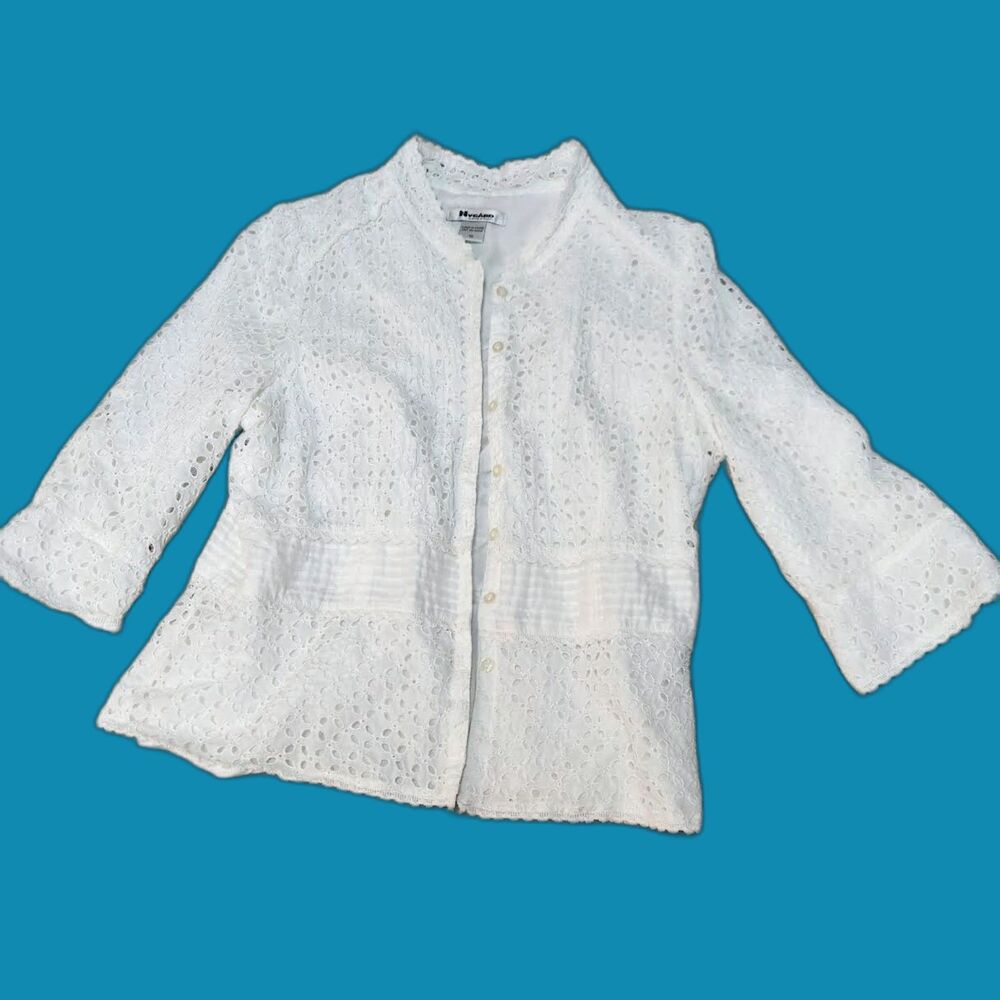 Nygard Collection Women's White Eyelet Blouse Size 16